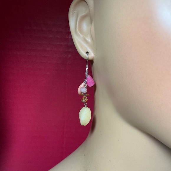 Sterling Silver Dangle Earrings with Multi gemstones. 2 inches long - Picture 1 of 5